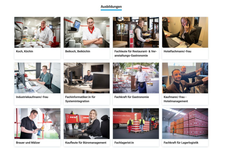 Screenshot azubister mit individuellen Berufebildern in der Karrierewelt