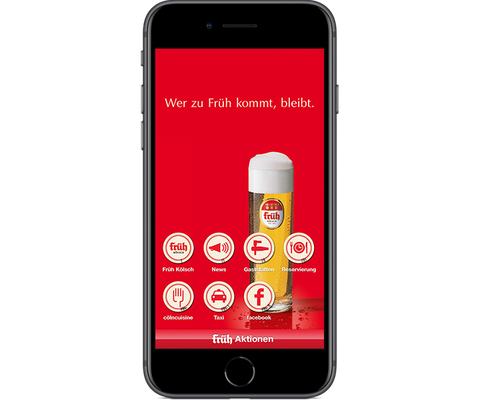 App ins FRÜH: Startscreen mit Icon-Grid auf iPhone